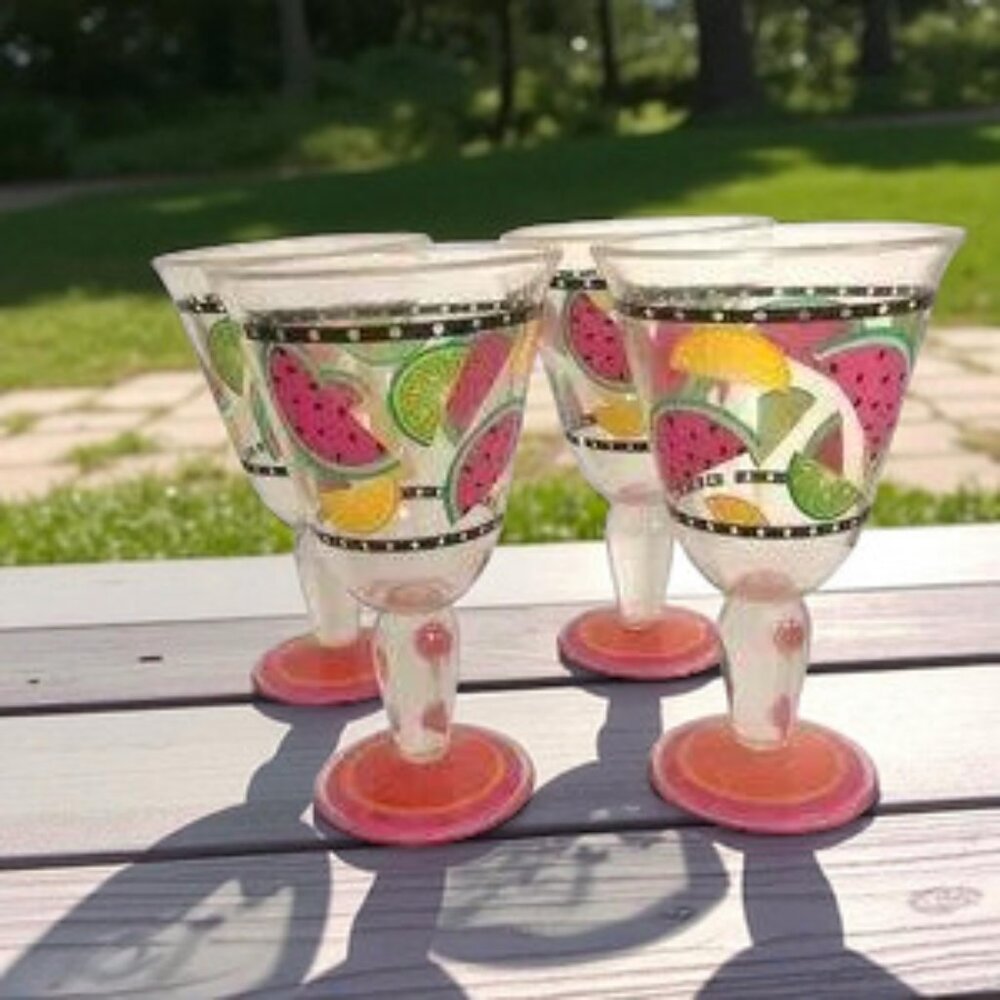 Set of 4 Vintage Acrylic Goblet Drinking Glasses